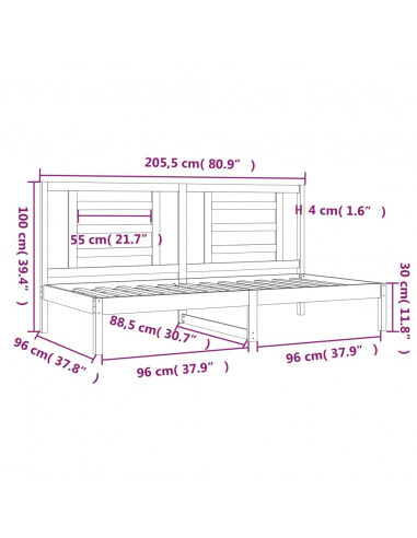 Dormeuse Bianca 90x200 cm in Legno Massello di Pino