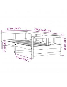 Dormeuse con Materasso Marrone 80x200 cm Legno Massello di Pino