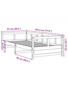 Dormeuse con Materasso Marrone 90x190 cm Legno Massello di Pino 2