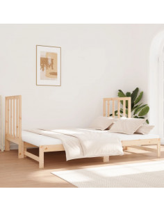 Dormeuse Estraibile 2x(90x190) cm Legno Massello di Pino