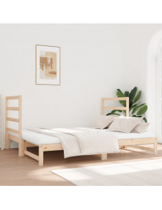 Dormeuse Estraibile 2x(90x190) cm Legno Massello di Pino 2