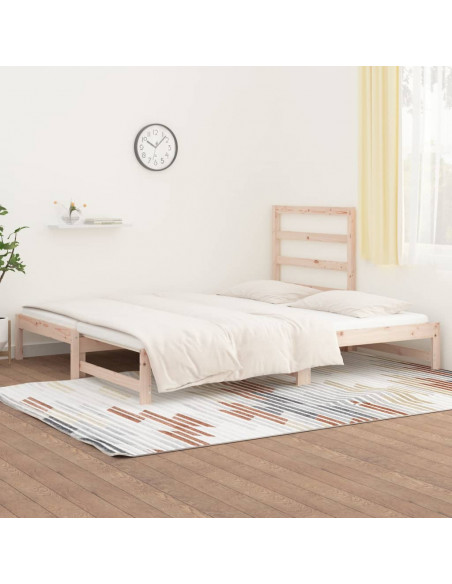 Dormeuse Estraibile 2x(90x190) cm Legno Massello di Pino