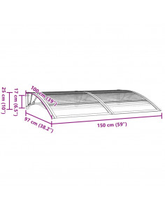 Tettoia per Porta Nera 150x100 cm Policarbonato