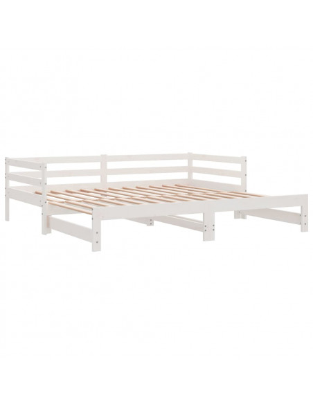 Dormeuse Estraibile Bianca 2x(90x190) cm Legno Massello di Pino