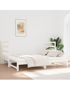 Dormeuse Estraibile Bianca 2x(90x190) cm Legno Massello di Pino
