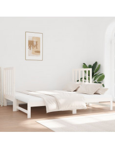 Dormeuse Estraibile Bianca 2x(90x190) cm Legno Massello di Pino 2