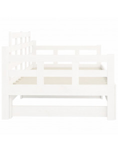 Dormeuse Estraibile Bianca Legno Massello di Pino 2x(80x200) cm