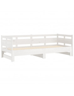 Dormeuse Estraibile Bianca Legno Massello di Pino 2x(90x200) cm