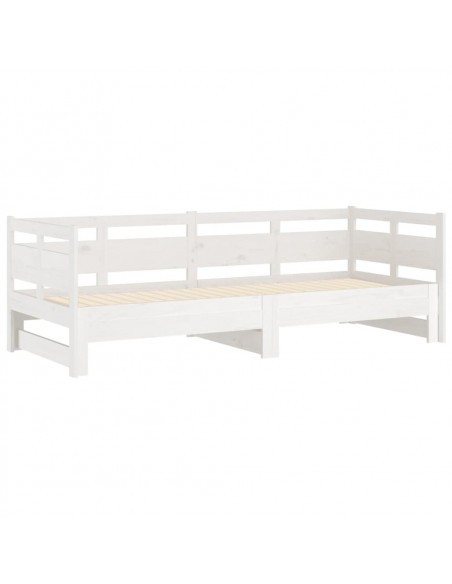 Dormeuse Estraibile Bianca Legno Massello di Pino 2x(90x200) cm