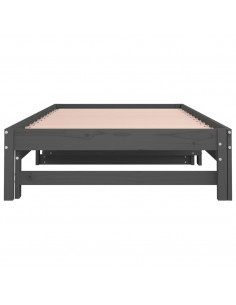 Dormeuse Estraibile Grigia 2x(90x200) cm Legno Massello di Pino 2