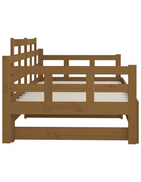 Dormeuse Estraibile Miele Legno Massello di Pino 2x(90x190) cm