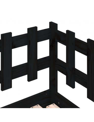 Dormeuse Estraibile Nera 2x(90x190) cm Legno Massello di Pino