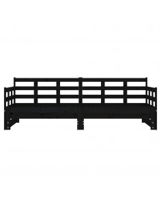 Dormeuse Estraibile Nera in Legno Massello di Pino 2x(90x190)cm 2