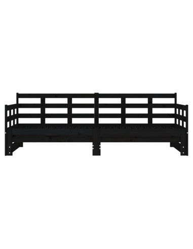 Dormeuse Estraibile Nera in Legno Massello di Pino 2x(90x190)cm