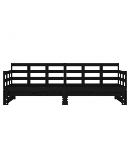 Dormeuse Estraibile Nera in Legno Massello di Pino 2x(90x190)cm