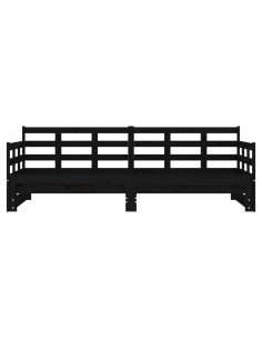 Dormeuse Estraibile Nera in Legno Massello di Pino 2x(90x200)cm 2