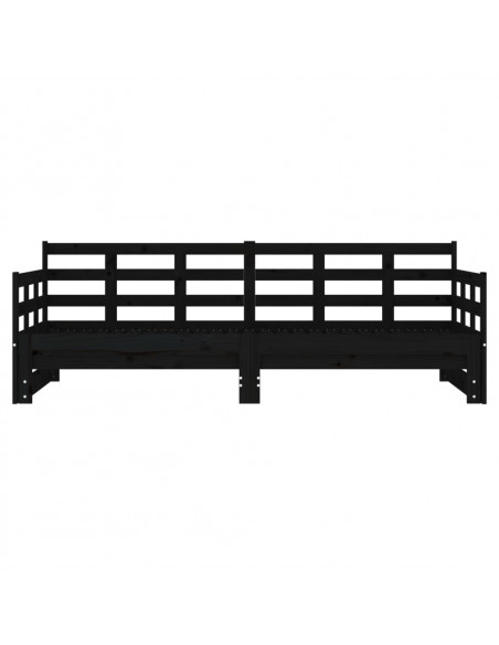 Dormeuse Estraibile Nera in Legno Massello di Pino 2x(90x200)cm