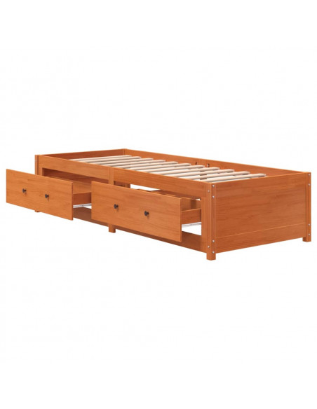 Dormeuse Marrone Cera 80x200 cm in Legno Massello di Pino