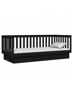 Dormeuse Nera 100x200 cm in Legno Massello di Pino 2