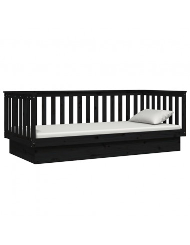 Dormeuse Nera 100x200 cm in Legno Massello di Pino