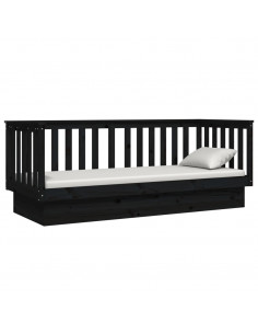 Dormeuse Nera 75x190 cm in Legno Massello di Pino 2