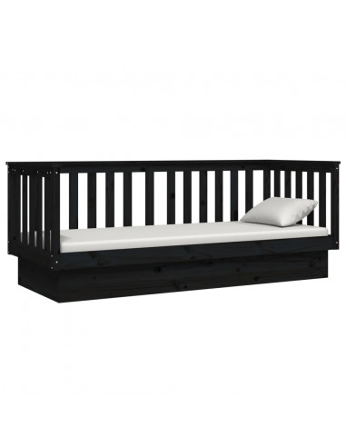 Dormeuse Nera 75x190 cm in Legno Massello di Pino