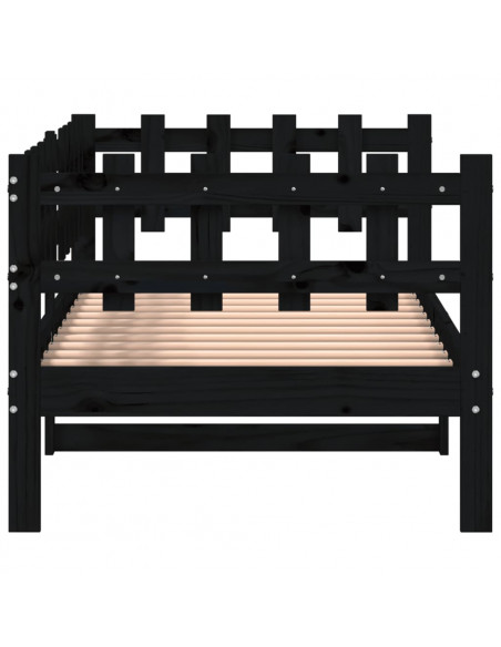 Dormeuse Nera 80x200 cm in Legno Massello di Pino