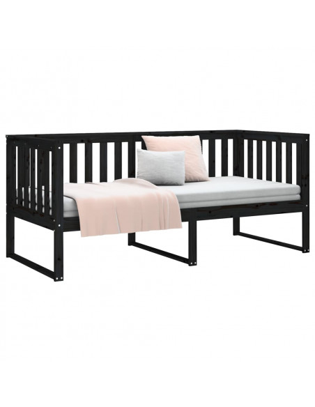 Dormeuse Nera 90x190 cm in Legno Massello di Pino