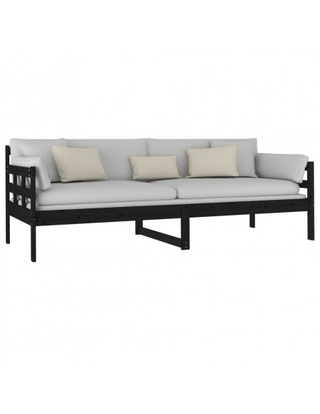 Dormeuse Nera in Legno Massello di Pino 80x200 cm