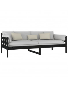 Dormeuse Nera in Legno Massello di Pino 90x200 cm 2