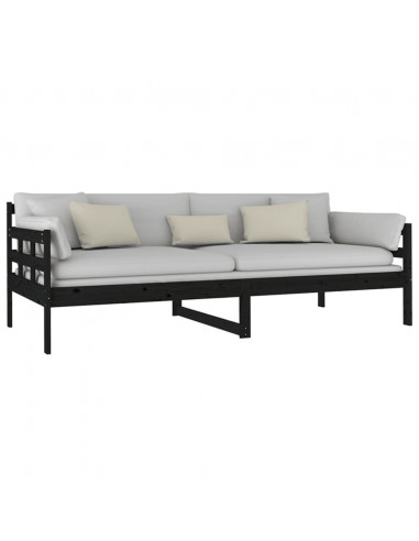 Dormeuse Nera in Legno Massello di Pino 90x200 cm