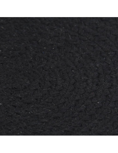 Tovagliette 4 pz Nero Neutro 38 cm Rotonde in Cotone