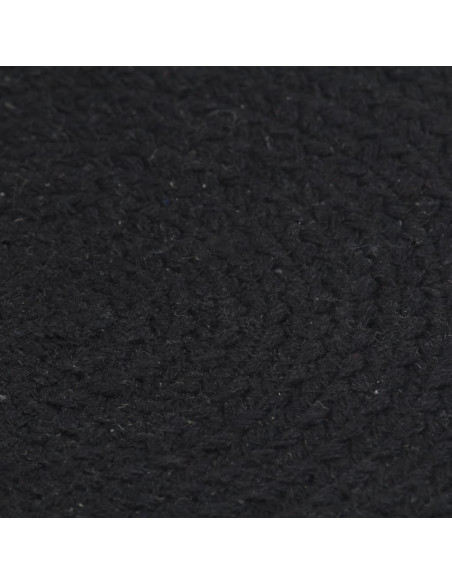 Tovagliette 4 pz Nero Neutro 38 cm Rotonde in Cotone