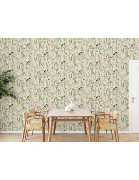 DUTCH WALLCOVERINGS Carta da Parati "Chevron" Crema e Menta