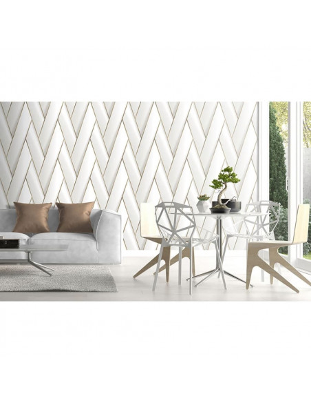 DUTCH WALLCOVERINGS Carta da Parati Geometric Bianco e Oro