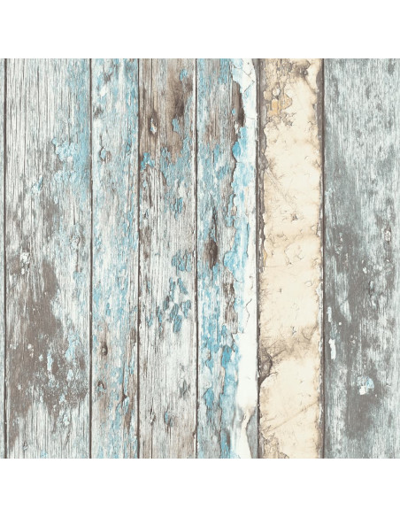 DUTCH WALLCOVERINGS Carta da Parati Motivo Legno di Scarto Blu PE10012