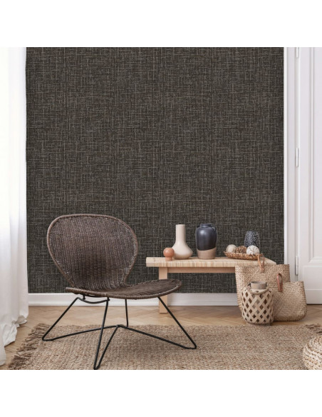 DUTCH WALLCOVERINGS Carta da Parati Motivo Tessuto Nero