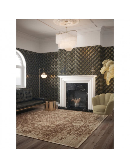 DUTCH WALLCOVERINGS Carta da Parati Palm Palace Nero e Oro