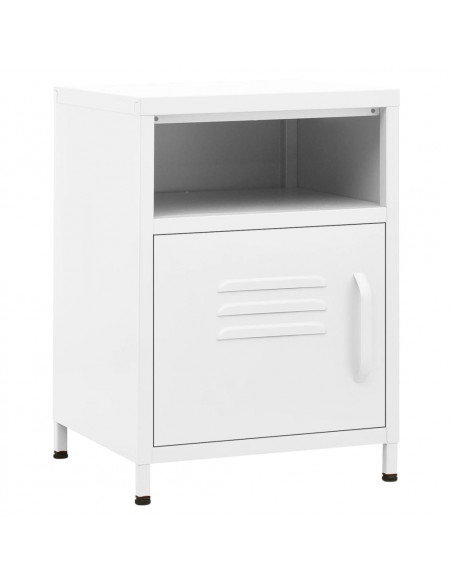 Comodino Bianco 35x35x51 cm in Acciaio