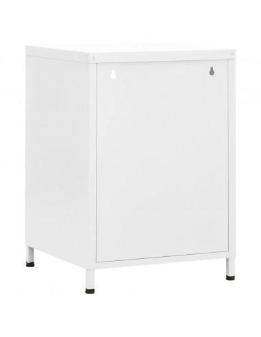 Comodino Bianco 35x35x51 cm in Acciaio