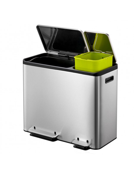 EKO Pattumiera a Pedale EcoCasa 30 L+15 L Argento Opaco