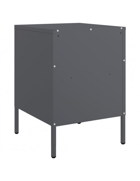 Comodini 2pz Antracite 36x39x50,5cm Acciaio Laminato a Freddo