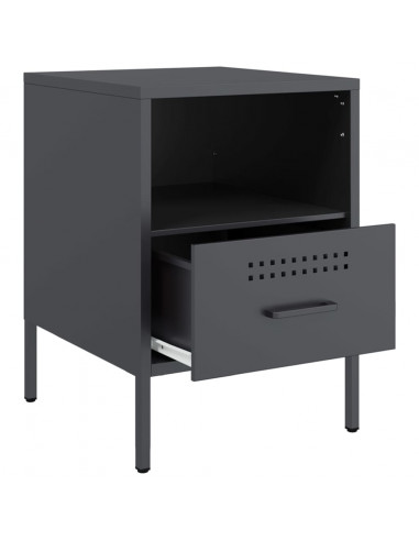 Comodini 2pz Antracite 36x39x50,5cm Acciaio Laminato a Freddo