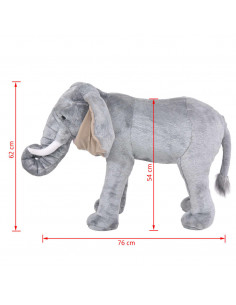 Elefante in Peluche in Piedi Grigio XXL 2
