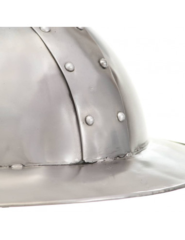 Elmo da Cavaliere Medievale Antico LARP in Acciaio Argento