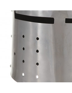 Elmo da Cavaliere Medievale Antico LARP in Acciaio Argento 2