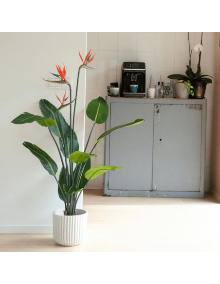 Emerald Strelitzia Pianta Artificiale in Vaso con Fiori 120 cm