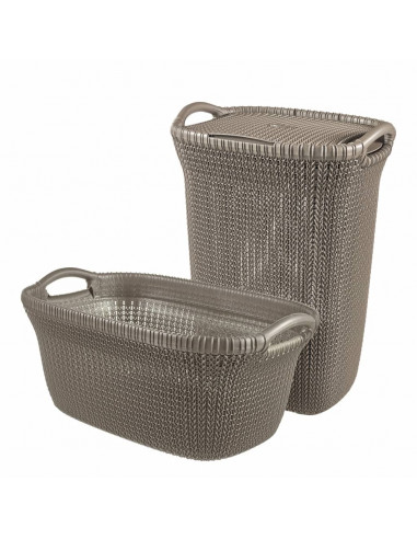 Curver Cesto Portabiancheria Knit 40 L Marrone Metallizzato