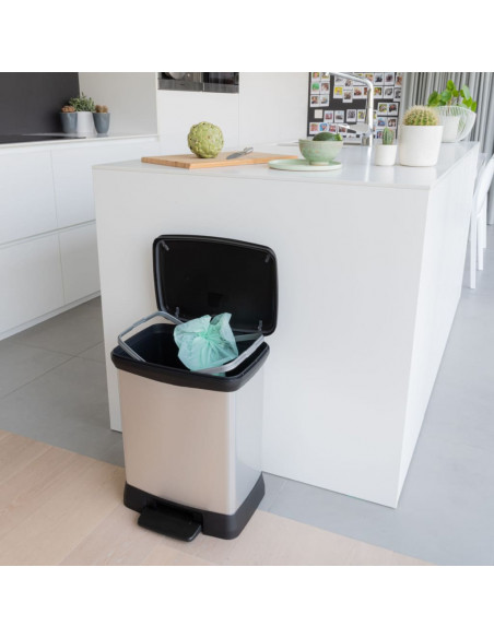 Curver Pattumiera a Pedale Deco Rettangolare 30 L Argento