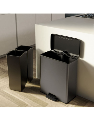 Curver Pattumiera a Pedale Doppia Deco 26L+26L Grigio Freddo